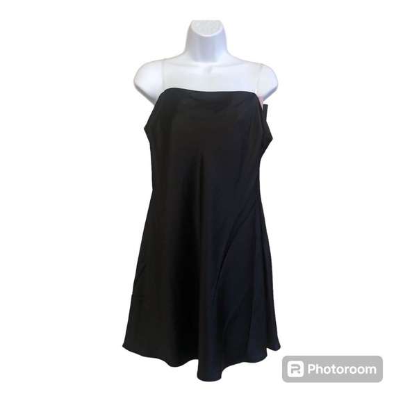 Wild Fable Women's Black Satin Strapless Tube Draping Back Mini Dress Size XL - Picture 1 of 14